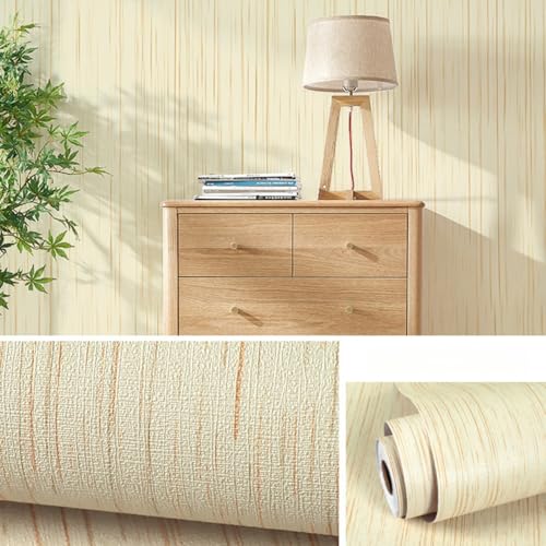 Xiyocadt Selbstklebend Tapete,Leinen Textur Selbstklebende Tapete,Wasserfeste Mustertapete,für Schlafzimmer Wohnzimmer Kabinett Wandverkleidung Zum Aufkleben (60x500cm,Hellgelb) von Xiyocadt