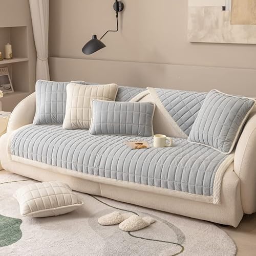 Xiyocadt Sofa Abdeckung Couch Abdeckungen, Plüsch Sofa Protector Abdeckung,Super weiche rutschfeste Abschnittliche Möbel Couch Abdeckungen für Hunde Katzen Haustier (Gray,110 * 110/43.3 * 43.3in) von Xiyocadt