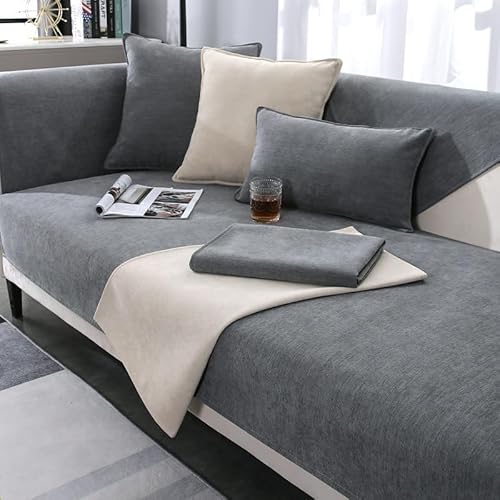 Xiyocadt Solide Couch Abdeckung Chenille rutschfeste Dicke weiche Sofa Abdeckung für Haustier Solide Sofa Schutz für U-Form L-Form Sektionssofa für 1 2 3 4 Sitzer Sofa (Grey,70 * 210cm/27.5 * 82.7in) Xiyocadt Solide Couch Abdeckung Chenille rutschfeste Dicke weiche Sofa Abdeckung für Haustier Solide Sofa Schutz für U-Form L-Form Sektionssofa für 1 2 3 4 Sitzer Sofa (Grey,70 * 210cm/27.5 * 82.7in) von Xiyocadt