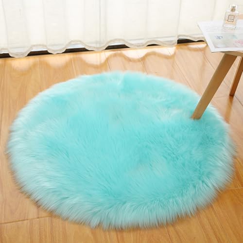 Xiyocadt Super Flauschiger und Weicher Kleiner Teppich, Rund Schlafzimmer Flauschig Waschbar Teppich, Longhair Fell Optik Nachahmung Wolle Bettvorleger Sofa Matte (hulanse,150cm) von Xiyocadt