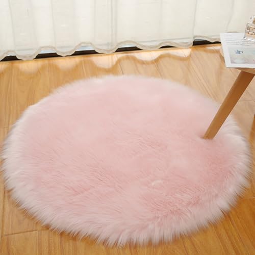 Xiyocadt Super Flauschiger und Weicher Kleiner Teppich, Rund Schlafzimmer Flauschig Waschbar Teppich, Longhair Fell Optik Nachahmung Wolle Bettvorleger Sofa Matte (oufense,60cm) von Xiyocadt