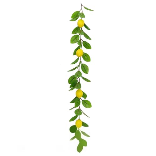 Zitronengirlande mit Grün,Zitrone Girlande Künstliche Obst Girlande mit Zitrone, Grüne Girlandendekoration für Tischparty, Hängende Blumen Pflanzen Früchte Beeren Kranz (28cm,E) von Xiyocadt