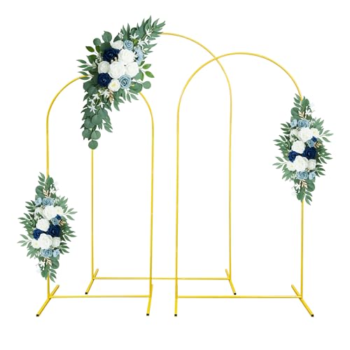 Hochzeitsbogen Hintergrund Ständer Hochzeit Ballon Ständer Rahmen Set mit 3 Stück (2,5 m, 1,8 m, 1,8 m) Gold Metall Hintergrund Bogen Ständer für Hochzeitszeremonie Geburtstag Party Baby Shower von Xizlapu