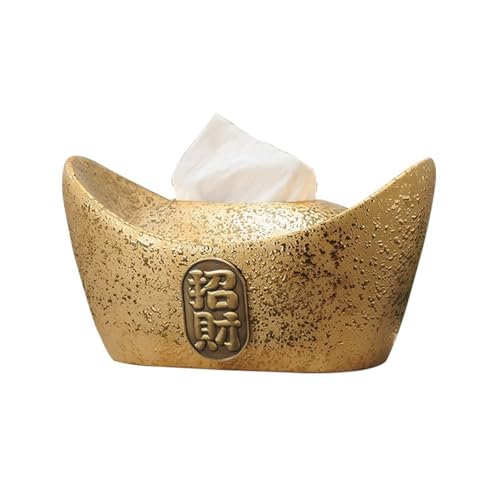 Chinesische Taschentuchbox Fortune Couchtisch Dekoration Keramik Desktop for Badezimmer Arbeitsplatte Nachttisch Büro Serviettenhalter(Gold) von Xj2qFb5