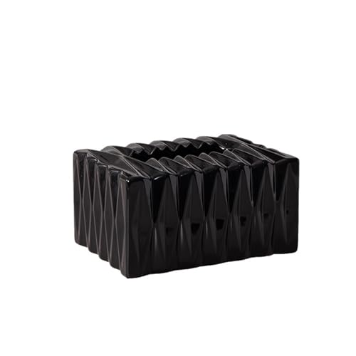 Leichte Luxus-Keramik-Tissue-Box for Zuhause, Wohnzimmer, kreativer Serviettenspender for das Gesicht Serviettenhalter(Schwarz,Groß) von Xj2qFb5