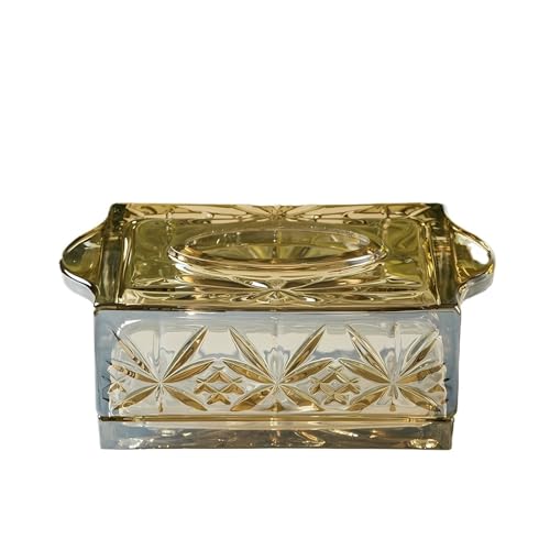 Leichte Luxus-Kristallglas-Taschentuchbox, kreativer Serviettenspender for den Esstisch im Wohnzimmer Serviettenhalter(Gold,Groß) von Xj2qFb5