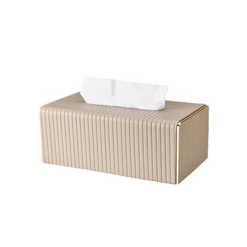 Leichte Luxus-Tissue-Box aus Leder for Wohnzimmer, Couchtisch, kreativer rechteckiger Serviettenspender for das Gesicht Serviettenhalter(Beige) von Xj2qFb5