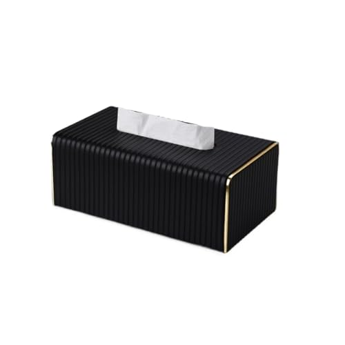 Leichte Luxus-Tissue-Box aus Leder for Wohnzimmer, Couchtisch, kreativer rechteckiger Serviettenspender for das Gesicht Serviettenhalter(Schwarz) von Xj2qFb5