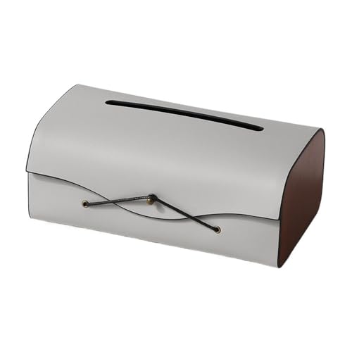 Taschentuchbox-Abdeckung, rechteckig, PU-Leder, Kosmetiktuchspender, Boxhalter for Badezimmer, Waschtisch, Arbeitsplatte, Auto, Nachttisch, Büro Serviettenhalter(Grigio) von Xj2qFb5