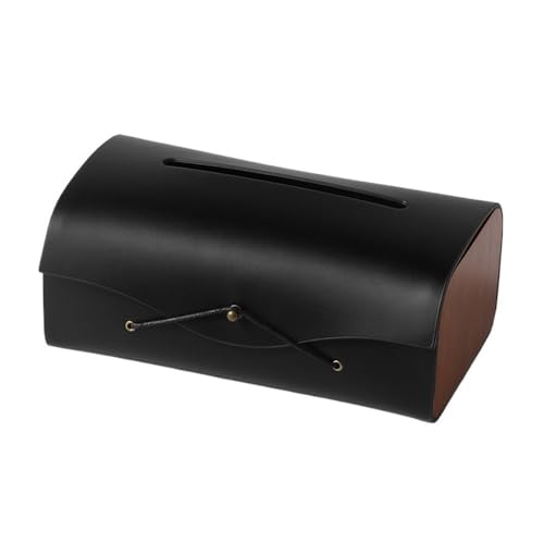 Taschentuchbox-Abdeckung, rechteckig, PU-Leder, Kosmetiktuchspender, Boxhalter for Badezimmer, Waschtisch, Arbeitsplatte, Auto, Nachttisch, Büro Serviettenhalter(Schwarz) von Xj2qFb5