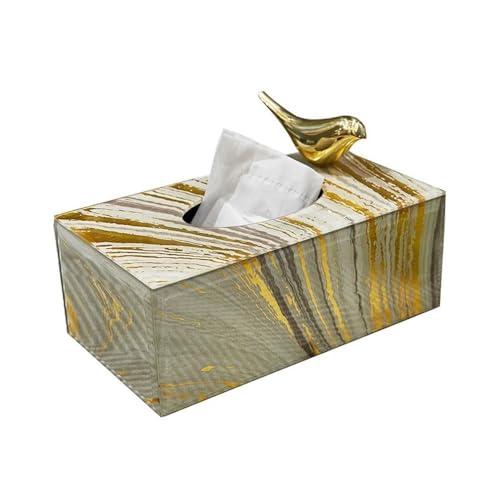 Tissue-Box aus Glas, dekorative Ornamente, Aufbewahrungsbox for Zuhause, Couchtisch, Wohnzimmer, Esstisch, goldene Schubladenbox Serviettenhalter von Xj2qFb5