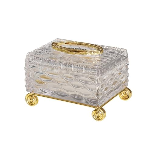 Tissue-Box aus Glas for Wohnzimmer, gehobene, leichte Luxus-Couchtisch-Aufbewahrungsbox, Schubladenbox, Haushaltsdekoration Serviettenhalter von Xj2qFb5