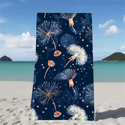 Mikrofaser Handtuch Blau Strandtuch Löwenzahn Strandtuch XXL 80x160cm Saunahandtuch, Saugfähig und Schnell Trocknende Strandmatte für Reise Urlaub Schwimmen Camping, mit Aufbewahrungstasche W2-542 von Xjaopfei