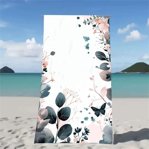 Mikrofaser Handtuch Weiß Strandtuch Libelle Strandtuch XXL 90x200cm Saunahandtuch, Saugfähig und Schnell Trocknende Strandmatte für Reise Urlaub Schwimmen Camping, mit Aufbewahrungstasche W2-528 von Xjaopfei