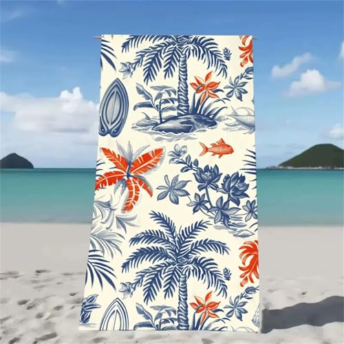 Strandtuch Beige Strandtuch XXL 80x160cm Strandhandtuch Mikrofaser Saugfahig und Schnel Trocknende Beach Towel Kokosnussbaum, Weiches & Leichtes Strandmatte fur Strand Reise Strandurlaub Haves W2-527 von Xjaopfei