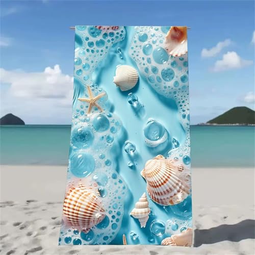Strandtuch Blau Strandtuch XXL 150x200cm Strandhandtuch Mikrofaser Saugfahig und Schnel Trocknende Beach Towel Hülse, Weiches & Leichtes Strandmatte fur Strand Reise Strandurlaub Must Haves W2-545 von Xjaopfei