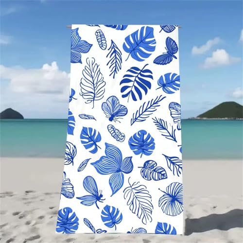 Strandtuch Blau Strandtuch XXL 90x180cm Strandhandtuch Mikrofaser Saugfahig und Schnel Trocknende Beach Towel Schmetterling, Weiches & Leichtes Strandmatte fur Strand Reise Strandurlaub Haves W2-523 von Xjaopfei