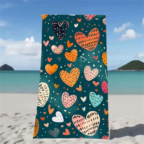 Strandtuch Blau Strandtuch XXL 90x200cm Strandhandtuch Mikrofaser Saugfahig und Schnel Trocknende Beach Towel Liebe, Weiches & Leichtes Strandmatte fur Strand Reise Strandurlaub Must Haves W2-533 von Xjaopfei