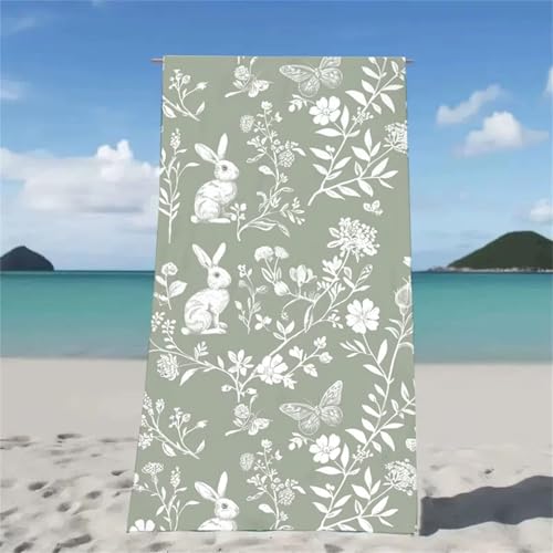 Strandtuch Entenei-Farbe Strandtuch XXL 75x150cm Strandhandtuch Mikrofaser Saugfahig und Schnel Trocknende Beach Towel Blume, Weiches & Leichtes Strandmatte fur Strand Reise Strandurlaub Haves W2-539 von Xjaopfei
