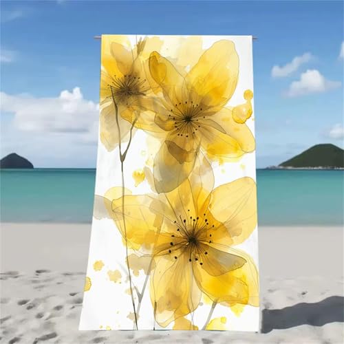 Strandtuch Gelb Strandtuch XXL 150x200cm Strandhandtuch Mikrofaser Saugfahig und Schnel Trocknende Beach Towel Ländlich, Weiches & Leichtes Strandmatte fur Strand Reise Strandurlaub Must Haves W2-529 von Xjaopfei
