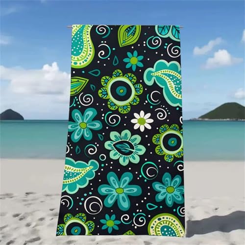 Strandtuch Grün Strandtuch XXL 70x140cm Strandhandtuch Mikrofaser Saugfahig und Schnel Trocknende Beach Towel Retro, Weiches & Leichtes Strandmatte fur Strand Reise Strandurlaub Must Haves W2-487 von Xjaopfei