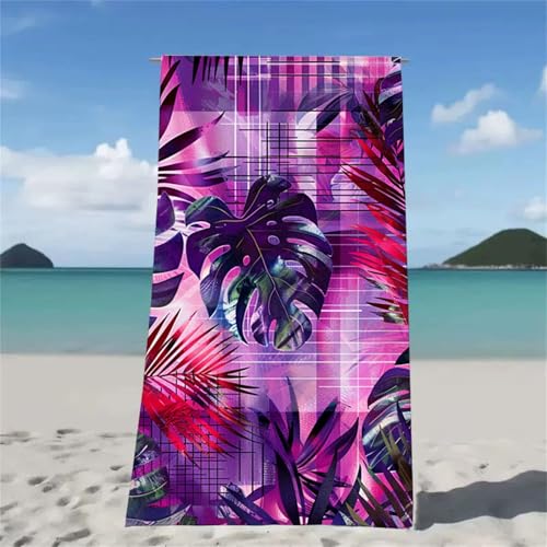 Strandtuch Lila Strandtuch XXL 220x100cm Strandhandtuch Mikrofaser Saugfahig und Schnel Trocknende Beach Towel Modern, Weiches & Leichtes Strandmatte fur Strand Reise Strandurlaub Must Haves W2-535 von Xjaopfei