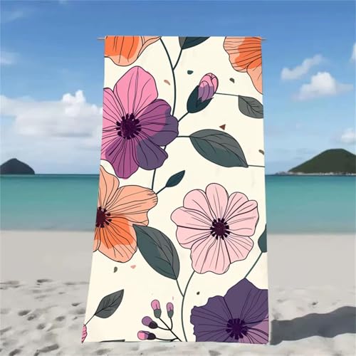Strandtuch Lila Strandtuch XXL 60x120cm Strandhandtuch Mikrofaser Saugfahig und Schnel Trocknende Beach Towel Gänseblümchen, Weiches & Leichtes Strandmatte fur Strand Reise Strandurlaub Haves W2-531 von Xjaopfei