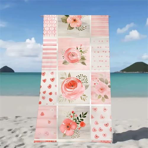 Strandtuch Rosa Strandtuch XXL 60x120cm Strandhandtuch Mikrofaser Saugfahig und Schnel Trocknende Beach Towel Retro, Weiches & Leichtes Strandmatte fur Strand Reise Strandurlaub Must Haves W2-553 von Xjaopfei