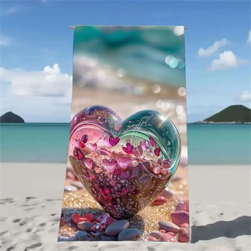Strandtuch Rosa Strandtuch XXL 75x150cm Strandhandtuch Mikrofaser Saugfahig und Schnel Trocknende Beach Towel Liebe, Weiches & Leichtes Strandmatte fur Strand Reise Strandurlaub Must Haves W2-519 von Xjaopfei