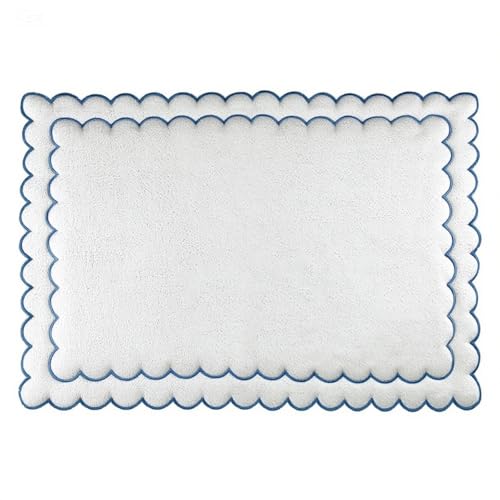 Xkdamai 1 x gewellte Badematte, Handtuch, 100 % Baumwolle, Jakobsmuschel-Badematte, weiße Badematte, niedliche Stickerei, adrette Badematten, Duschbodenmatten, blau, kokett, Badezimmer-Dekor (Blau Xkdamai 1 x gewellte Badematte, Handtuch, 100 % Baumwolle, Jakobsmuschel-Badematte, weiße Badematte, niedliche Stickerei, adrette Badematten, Duschbodenmatten, blau, kokett, Badezimmer-Dekor (Blau von Xkdamai