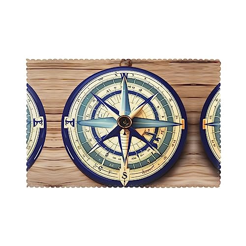 Xknanxca Tischsets mit Maritimem Segelboot-Kompass-Druck, hitzebeständig, leicht zu reinigen, rutschfest, 6 Stück von Xknanxca