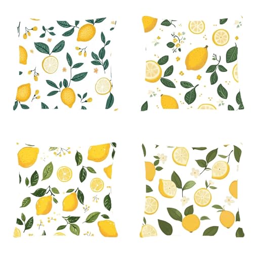 4er Set Kissenbezug Weiß Kissenhülle Weich Dekokissen Zitrone Unsichtbarer Reißverschluss Sofakissen Zierkissen für Urlaubsparty Picknick Outdoor Garten Sofa Wohnzimmer Schlafzimmer 35x35cm Flachs A-3 4er Set Kissenbezug Weiß Kissenhülle Weich Dekokissen Zitrone Unsichtbarer Reißverschluss Sofakissen Zierkissen für Urlaubsparty Picknick Outdoor Garten Sofa Wohnzimmer Schlafzimmer 35x35cm Flachs A-3 von Xkogjo