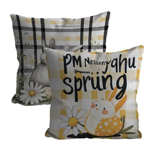 Kaninchen Kissenbezug 80x80cm 2er Set Outdoor Kissen Atmungsaktiv Samt Kissen Frühling Design Deko Kissenbezug Mit Unsichtbarem Reißverschluss Gilt für Sofa Schlafzimmer Zuhause Dekoration L-115 von Xkogjo