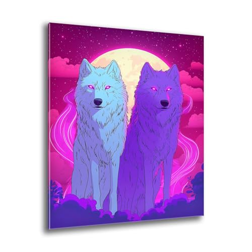 Xkogjo 5D Diamond Painting Erwachsene, Groß Wolf Mond Diamant Painting Bilder, Bastelset Erwachsene und Kinder, DIY Cross Stickerei Arts Kunsthandwerk für Deko Wohnzimmer Schlafzimmer 20x25 cm M-838 von Xkogjo