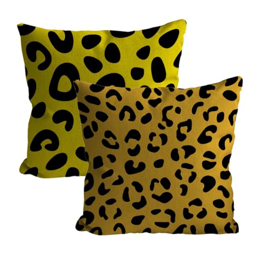 Xkogjo Gelb Kissenbezug 65x65cm 2er Set Outdoor Kissen Atmungsaktiv Samt Kissen Hell Design Deko Kissenbezug Mit Unsichtbarem Reißverschluss Gilt für Sofa Schlafzimmer Garten Zuhause Dekoration L-113 von Xkogjo