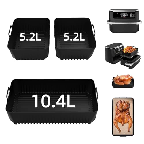 Heißluftfritteuse Zubehör für Ninja Foodi Flexdrawer 10,4 L AF500EU, Ninja Airfryer Zubehör,3 Stück Air Fryer Silikonmatte(eisenhaltig) von Xkzhrr