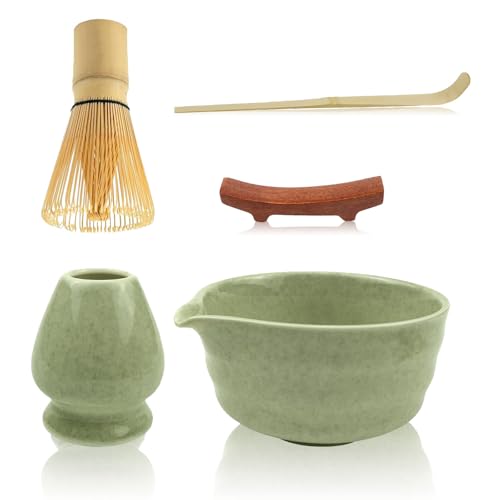 Xkzhrr Matcha-Set 5-Teiliges Set, Matcha-Rührer, Matcha-Rührer, Matcha-Rührer-Set, Keramik-Matcha-Set inklusive Matcha-Schüssel mit Ausgießer,Keramik Matcha Tea Set (Matcha Farbe) von Xkzhrr