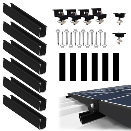 Xkzhrr Solarmodul Halterung für 2X Module, PV Halterung Montageset - 12CM Schwarze Schiene + Verstellbare, Halterung Solarpanel für Flachdach Trapezdach Blechdach,Klemme für 30-35MM Dicke Module Xkzhrr Solarmodul Halterung für 2X Module, PV Halterung Montageset - 12CM Schwarze Schiene + Verstellbare, Halterung Solarpanel für Flachdach Trapezdach Blechdach,Klemme für 30-35MM Dicke Module von Xkzhrr