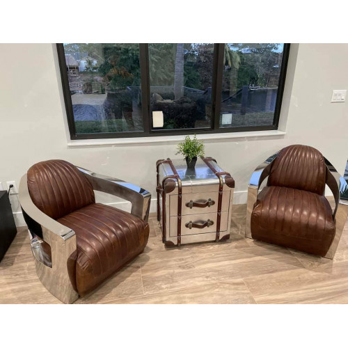Aircraft Vintage Ledersessel Braun Echtleder Retro Sessel Design Clubsessel von Xl Moebel