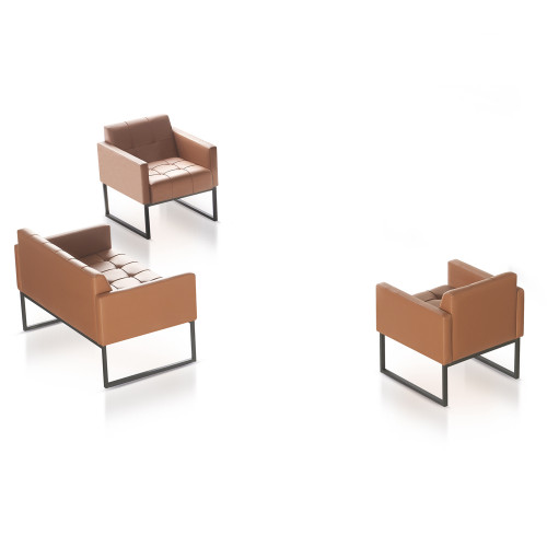 Arbeitszimmer-Set 3tlg 2-Sitzer 2x Sessel Braun Einfarbig Wohnzimmer von Xl Moebel