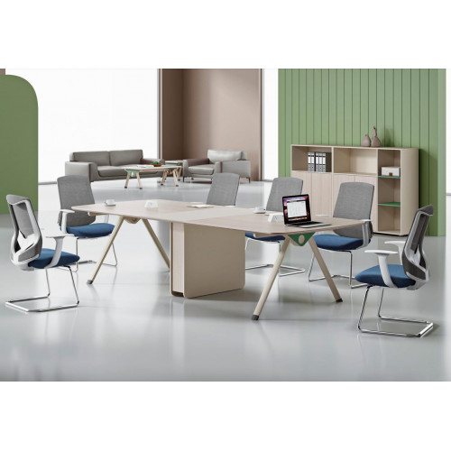 Beiger Konferenztisch Designer Arbeitszimmer Möbel Luxuriöser Holz Tisch von Xl Moebel