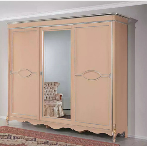 Beiger Schlafzimmer Kleiderschrank 3-türig Massivholz Möbel Klassisch von Xl Moebel