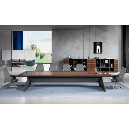 Braun-Grauer Konferenztisch Designer Arbeitszimmer Möbel Holz Tische von Xl Moebel