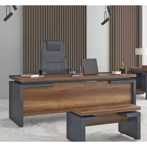 Braun Grauer Schreibtisch 220x90cm Luxus Tisch Chefschreibtisch Büro von Xl Moebel