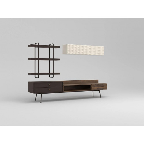 Braun Komplett Wohnzimmermöbel Wandschrank Wohnwand TV-Ständer Wandregale von Xl Moebel