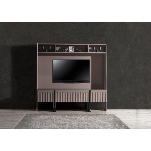 Braune Wohnwand TV-Wand Designer Holz Möbel Wohnzimmer Einrichtung RTV von Xl Moebel