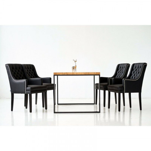 Brauner Metallgestell Esszimmer Tisch Designer x6 Chesterfield Polsterstühle 7tlg. Set von Xl Moebel