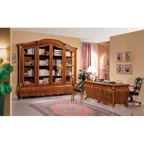 Braunes Büro-Set Luxus Schreibtisch Vitrine Drehsessel Klassisch 3tlg von Xl Moebel