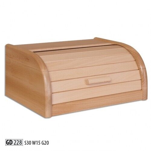 Buche Brotkasten 32 cm Holz Brotbox Rollokasten Brot Rollklappe Echtes Holz Neu von Xl Moebel