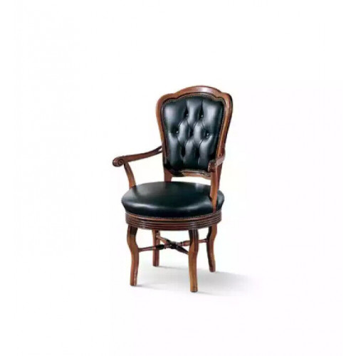 Bürostuhl Holz Chefsessel Chesterfield italienische Möbel Schwarz Drehbar von Xl Moebel